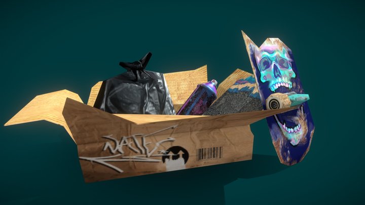 Vandalised Trash Box 3D Model