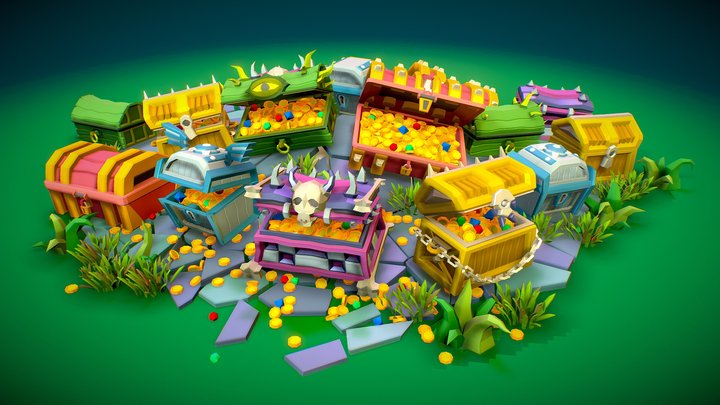 POLY STYLE - Fantasy Treasure Chest 3D Model
