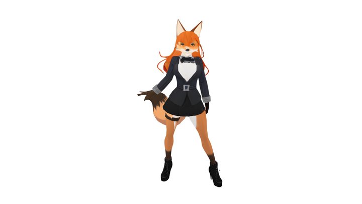 anthropomorphic fox in in a school uniform 3D Model