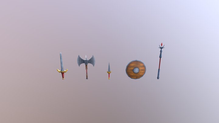 Hand Painted 3D Weapons 3D Model
