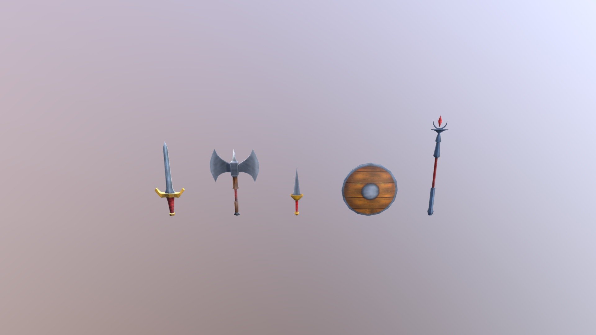 Hand Painted 3D Weapons