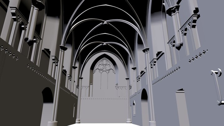 Abbaye Longues BIM Maquette blanche 3D Model