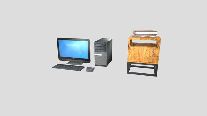 Computer And Nightstand 3D Model
