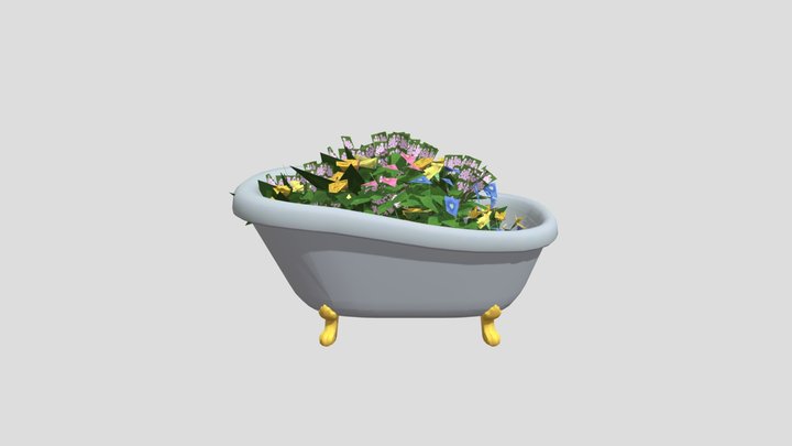 ACNH Bathtub with Flowers 3D Model
