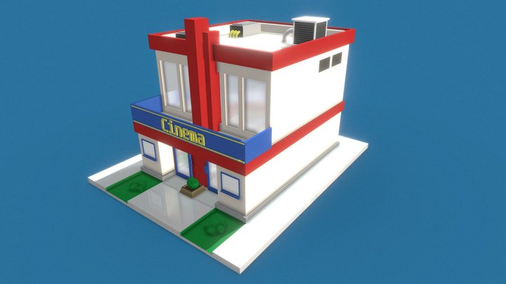 Little Lowpoly Cinema. 3D Model
