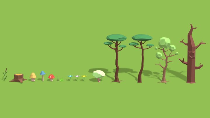 Low-poly assets for forest location 3D Model