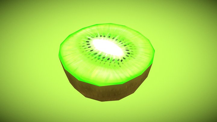 hand painted kiwi sliced 3D Model
