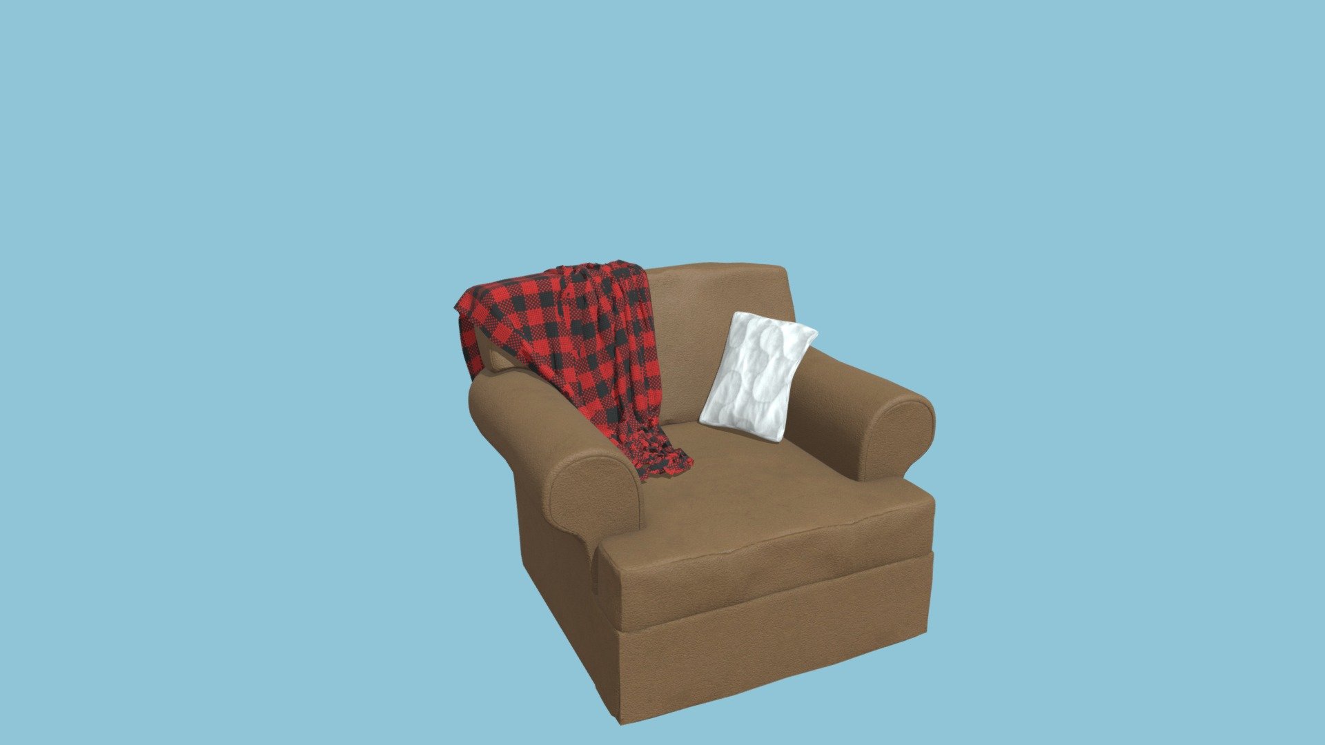 armchair, plaid and cushion_low - Download Free 3D model by iubilcko [ceeb445] - Sketchfab