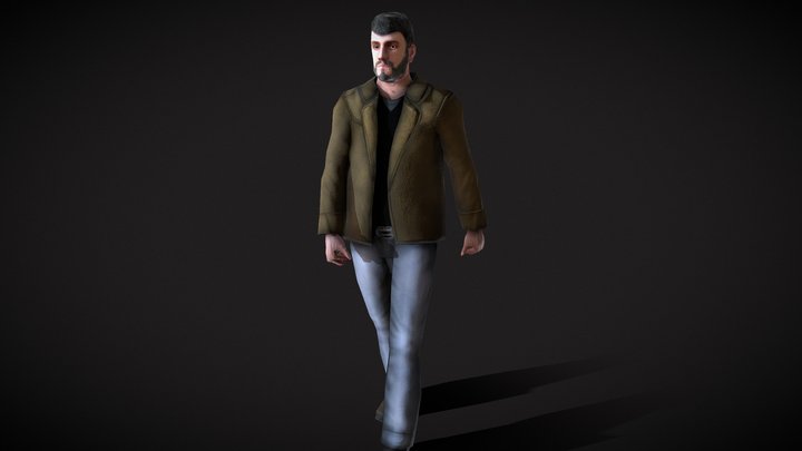 Casual Style- Bearded Man - Animated Low-Poly 3D Model