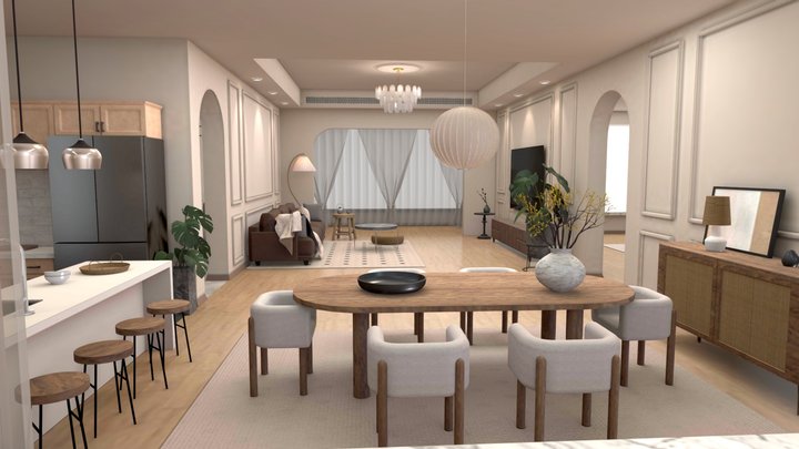 apartment living room interior ready for vr 3D Model
