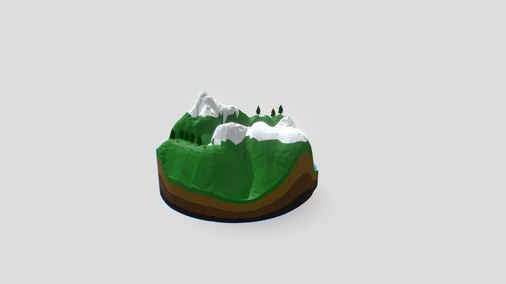 Low Poly Island with Plane Animation 3D Model