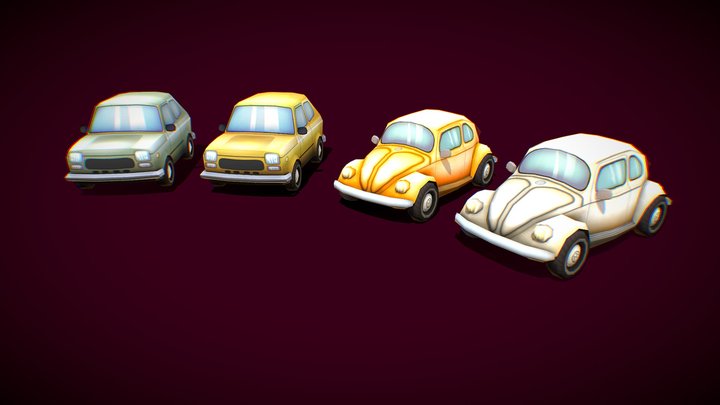 Race Game "Cars set 02" Low-poly 3D Model
