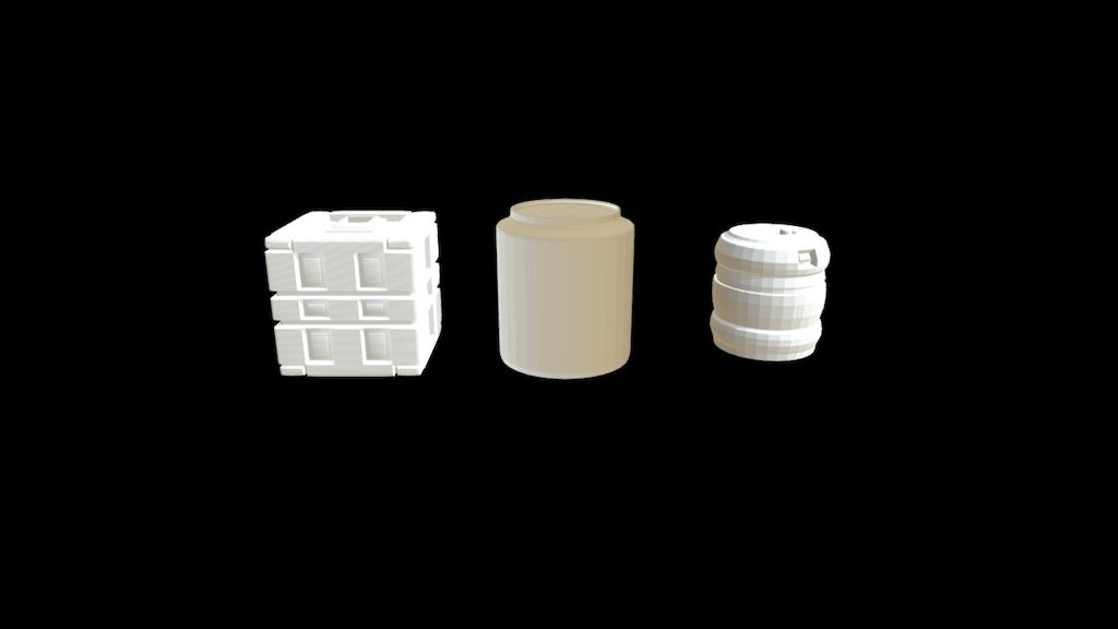 A box, a can, and some kind of barrel