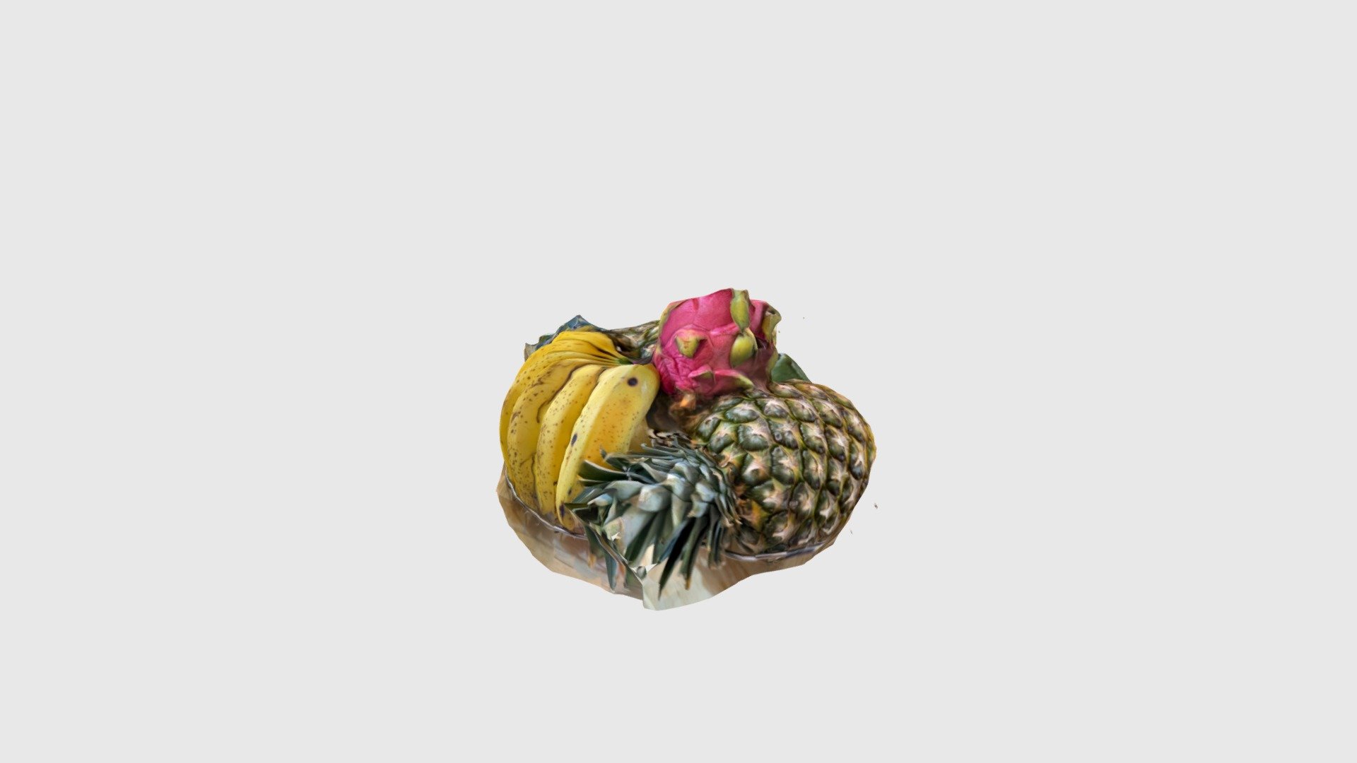 Fruits: dragonfruit, tiny banana, avocados