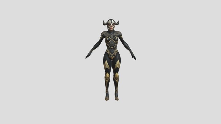 Gilded Infernal: Armored Demoness 3D Model