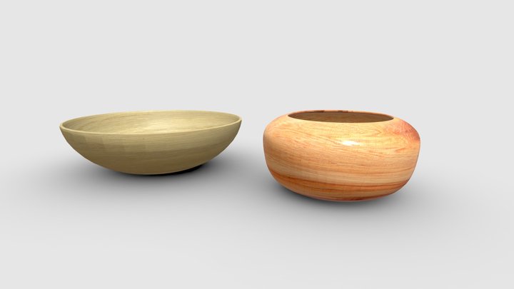 Wooden bowls 3D Model