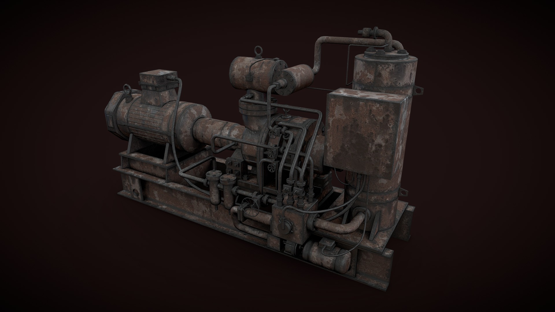 3D model Rusted machinery device - This is a 3D model of the Rusted machinery device. The 3D model is about a metal object with a handle.