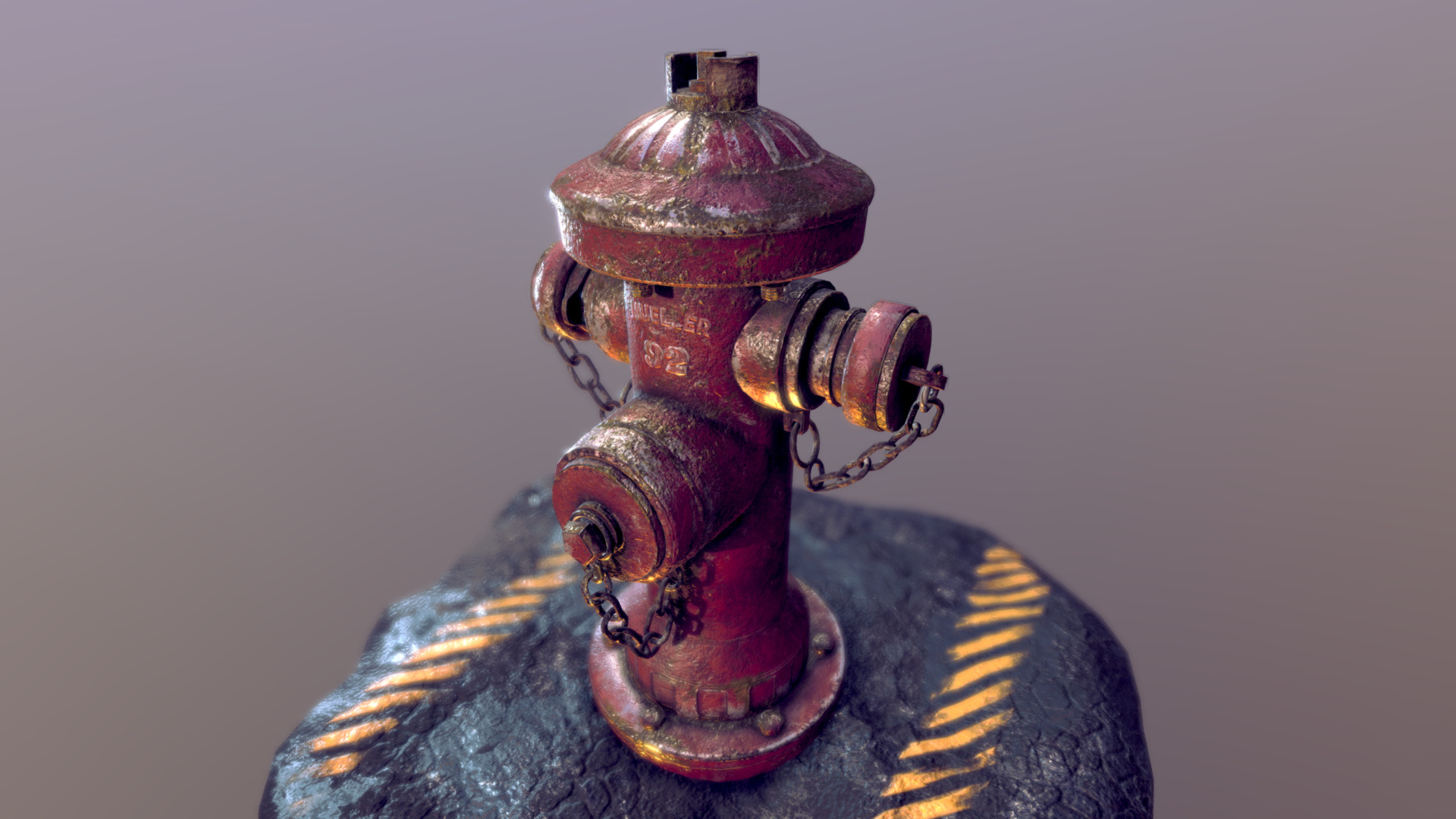 3D model Fire Hydrant - This is a 3D model of the Fire Hydrant. The 3D model is about a fire hydrant on a street.