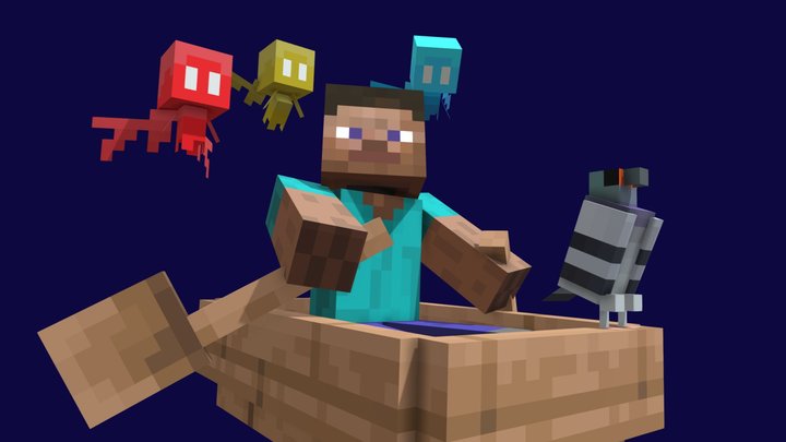 (Minecraft) Steve Boating With Friends – Modello 3D gratuito STL
