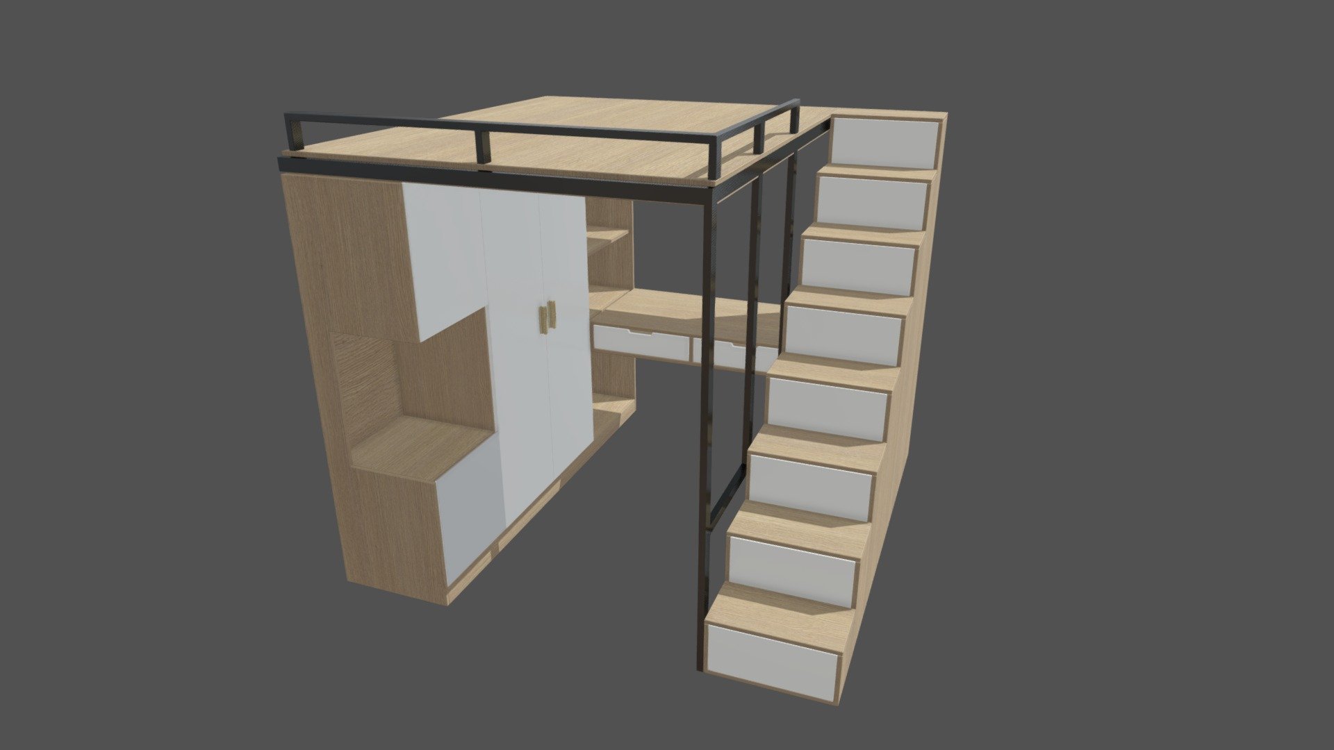 Bunk Bed Download Free 3d Model By Fath1234 [cf09fda] Sketchfab