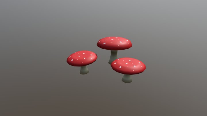 Mushroom table and chairs 3D Model
