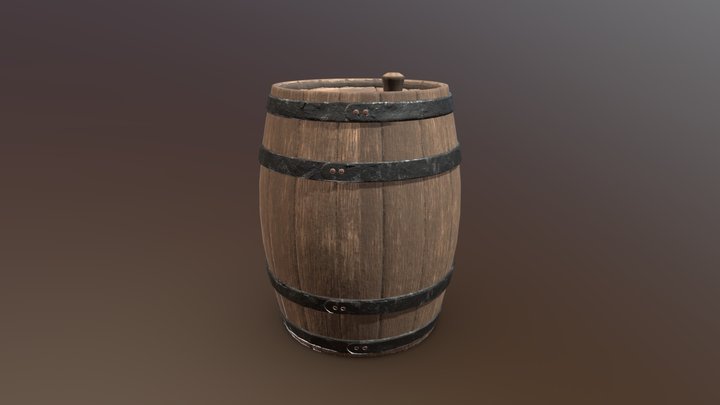 Wooden Barrel Detailed 3D Model