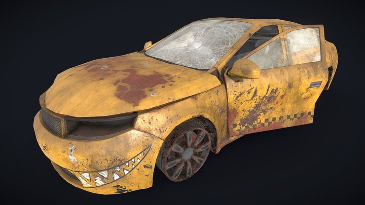 NY Wrecked Taxi 3D Model