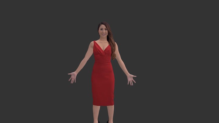 Woman_reddress_01_50k 3D Model
