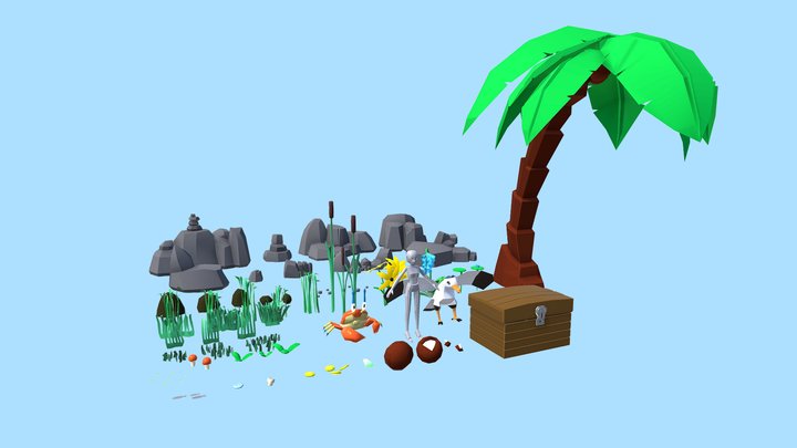 Little Crab Island - Decomposed 3D Model