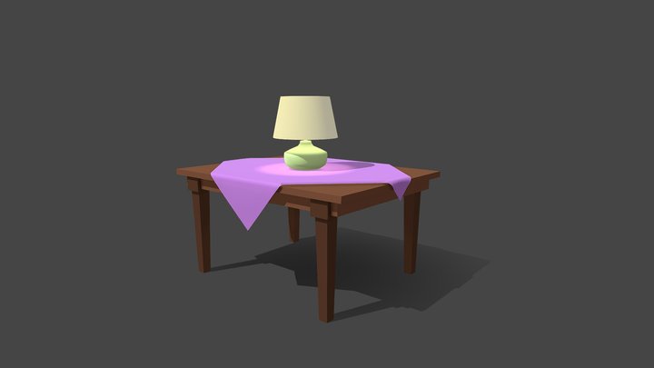 Table and Lamp 3D Model