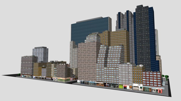 City Buildings Skyscraper New York Low-poly 3D Model
