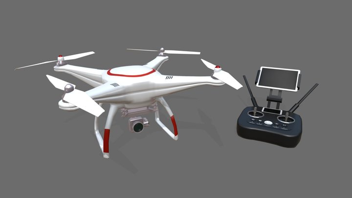 Drone With Remote Control 3D Model