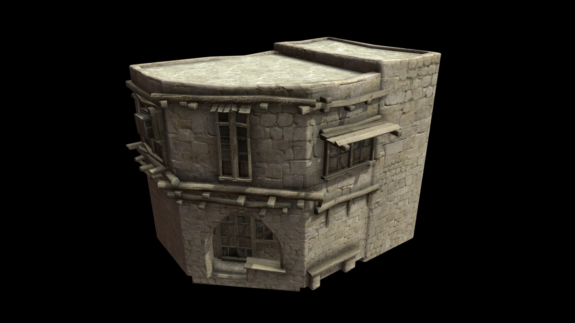 3D model Old house - This is a 3D model of the Old house. The 3D model is about a stone building with a window.