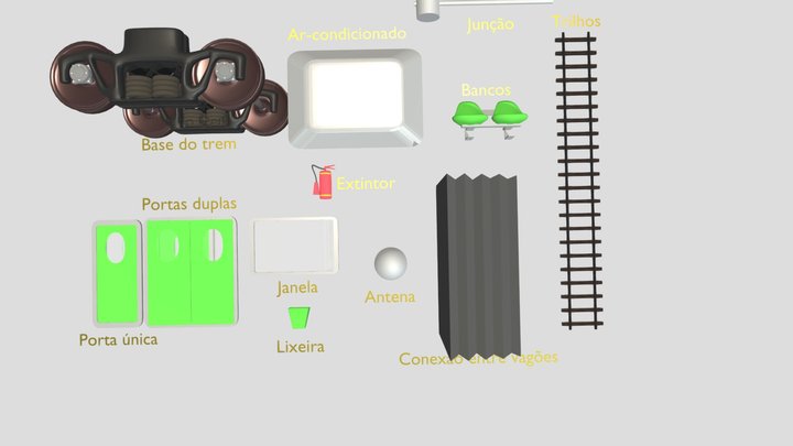 Assets para o projeto do trem 3D Model