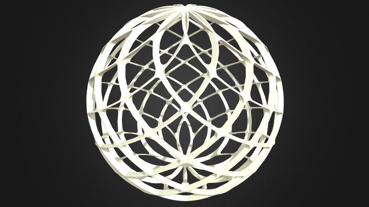 Wireframe Shape Geo Complex Twisted Sphere 3D Model