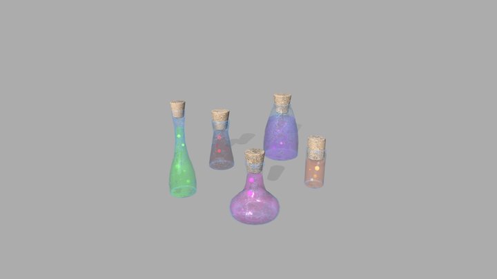 Magical Potion Bottles 3D Model