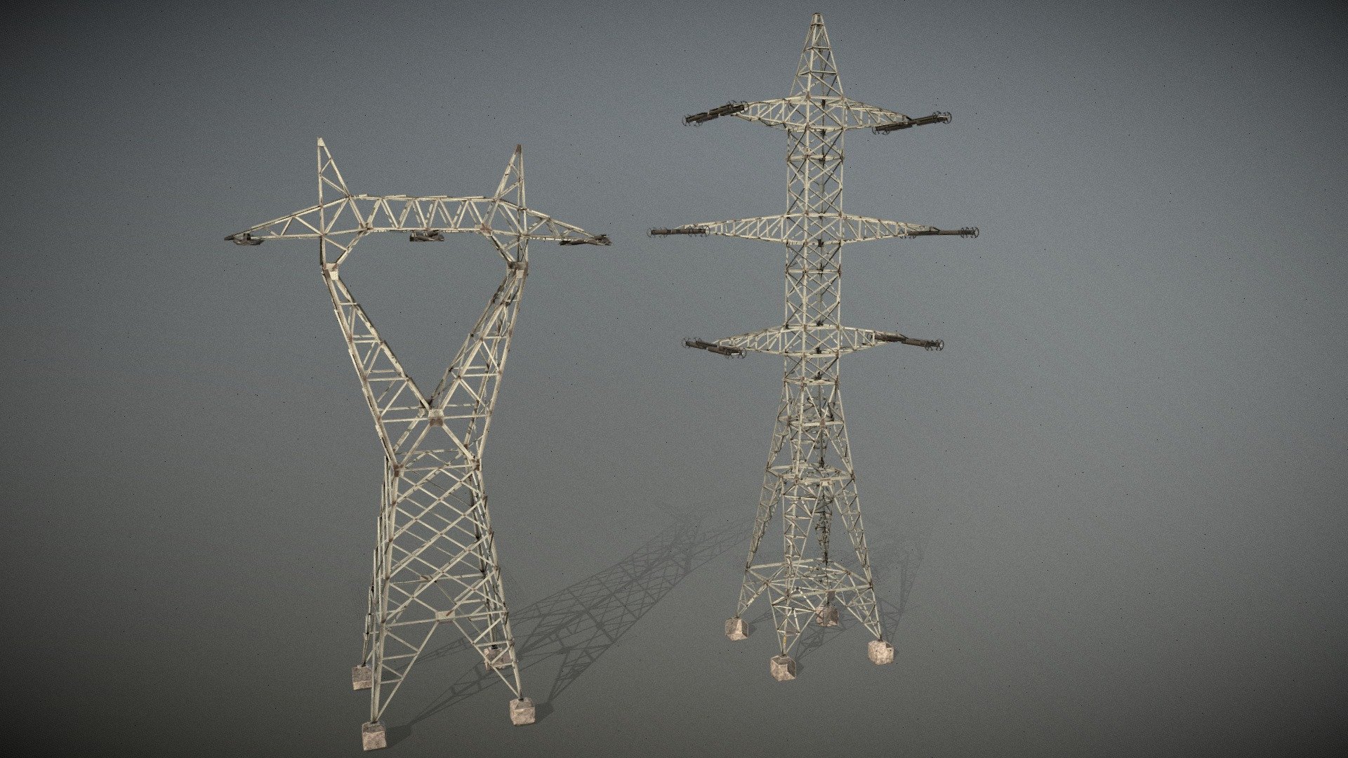High Voltage Transmission Line (300KV And 500KV) 3D Model By Ti_art 
