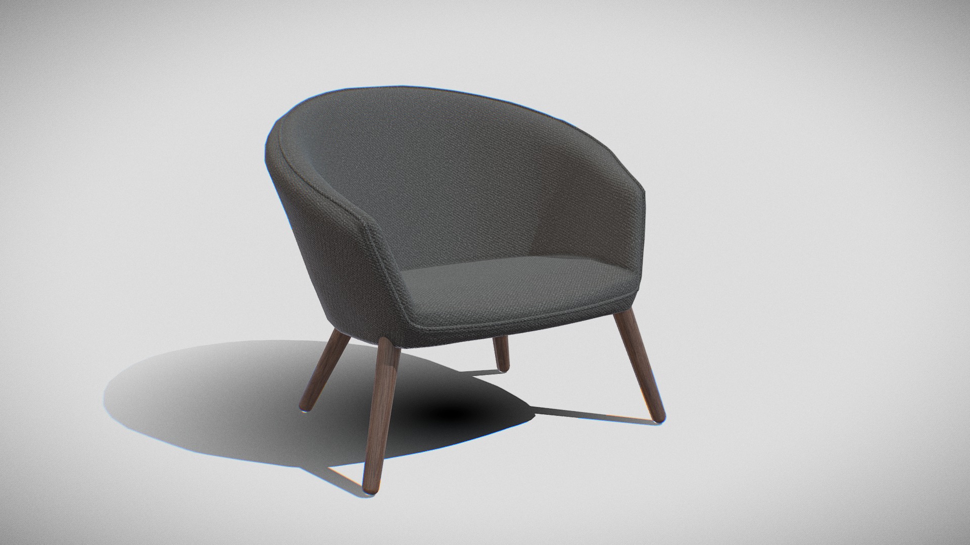 3D model Ditzel Lounge Chair-fabric black - This is a 3D model of the Ditzel Lounge Chair-fabric black. The 3D model is about a grey chair with a black cushion.