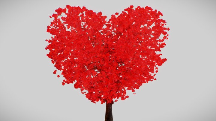 Love Heart tree for valentines day 3D Model