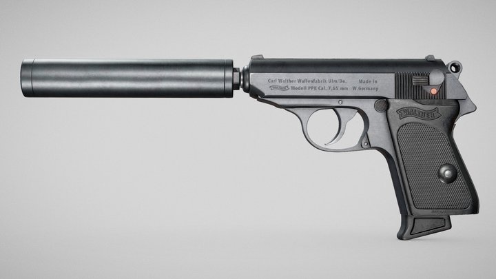 Walther PPK With Silencer 3D Model