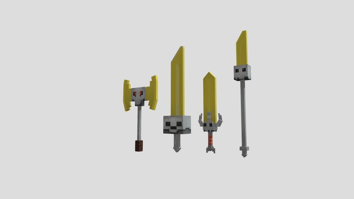 Skull weapons colelctions 3D Model