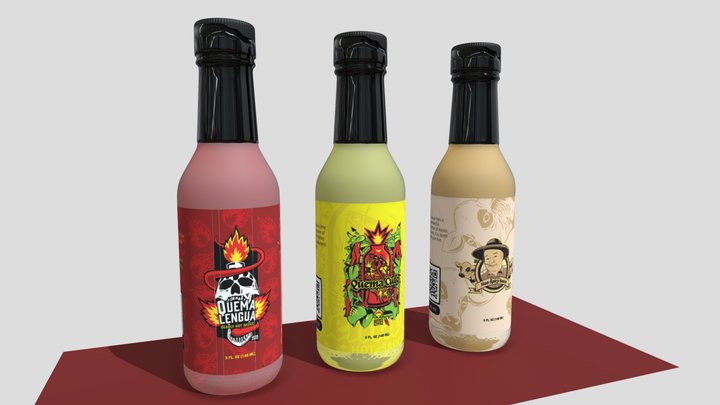 Pedro Salsa Bottles 3D Model