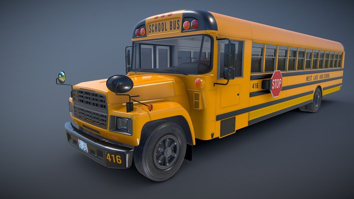 American generic school bus 3D Model