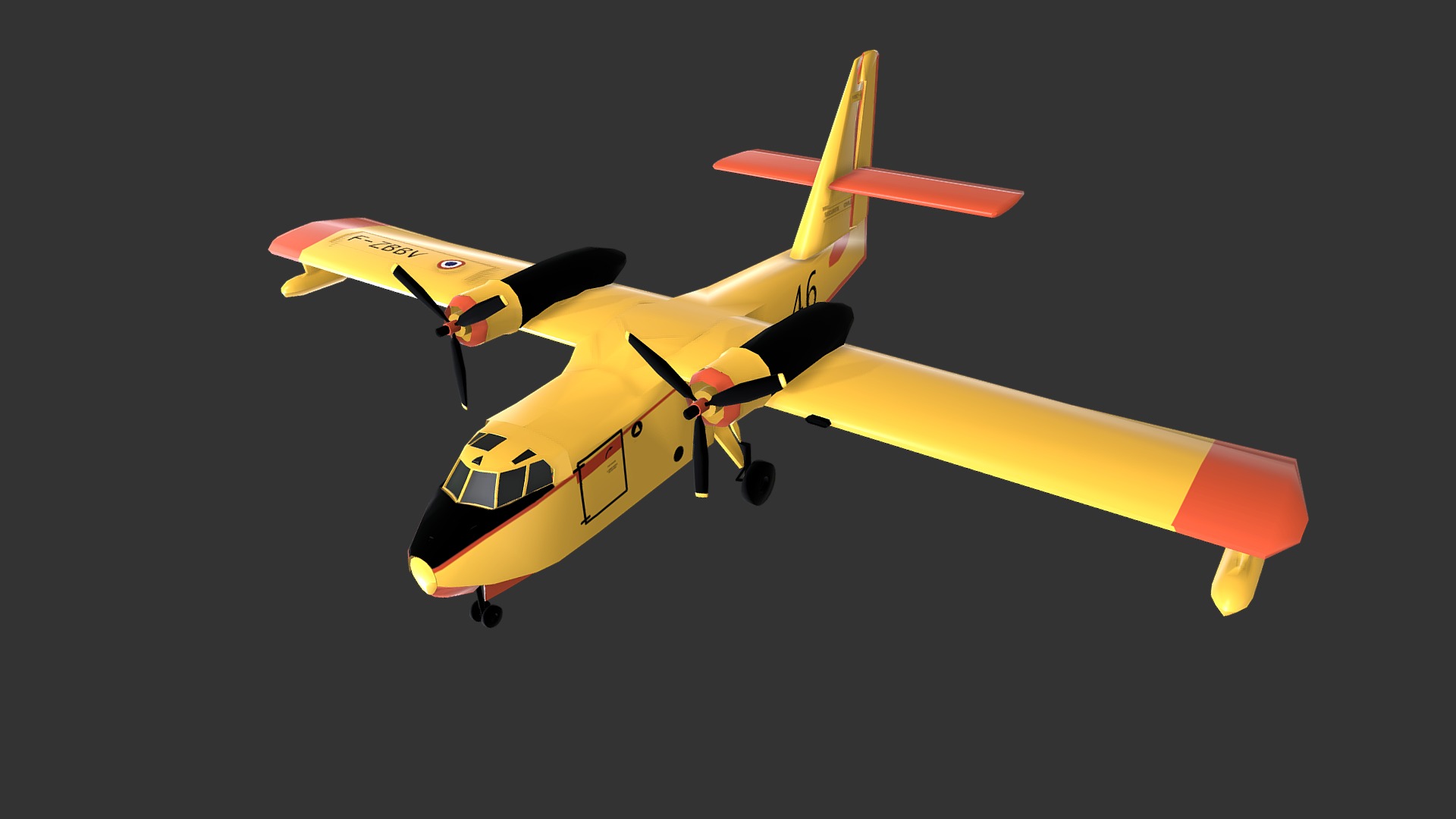 3D model CANDAIR - This is a 3D model of the CANDAIR. The 3D model is about a yellow and red airplane.
