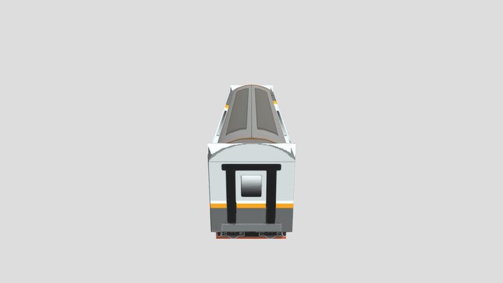 Gray Train Coach 3D Model