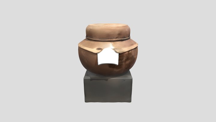 Restored ancient pottery jar on base 3D Model
