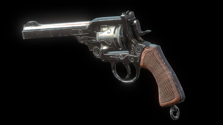 Engraved Webley Revolver 3D Model