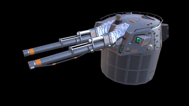 Cruisers cannon, animated 3D Model