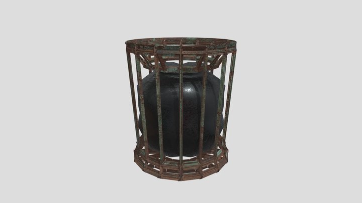 Rusty Trash Can. 3D Model