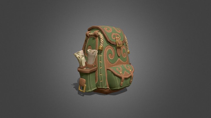 Stylized Fantasy backpack 3D Model